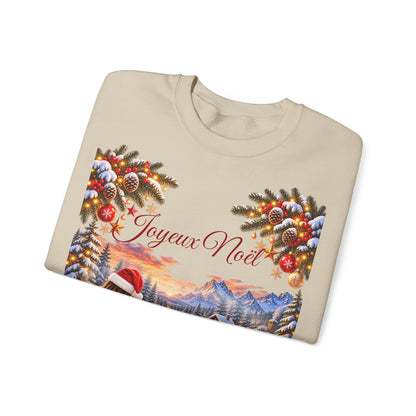 Joyeux Noël Christmas Crewneck Sweatshirt with Festive Gnome Family Design