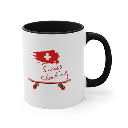 Swiss Skating Mug | Accent pink interior, skate graphic