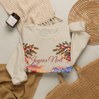 Joyeux Noël Christmas Crewneck Sweatshirt with Festive Gnome Family Design