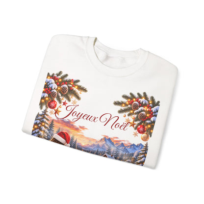 Joyeux Noël Christmas Crewneck Sweatshirt with Festive Gnome Family Design