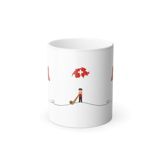 Swiss Alphorn Player Mug | Color Morphing Ceramic 11oz