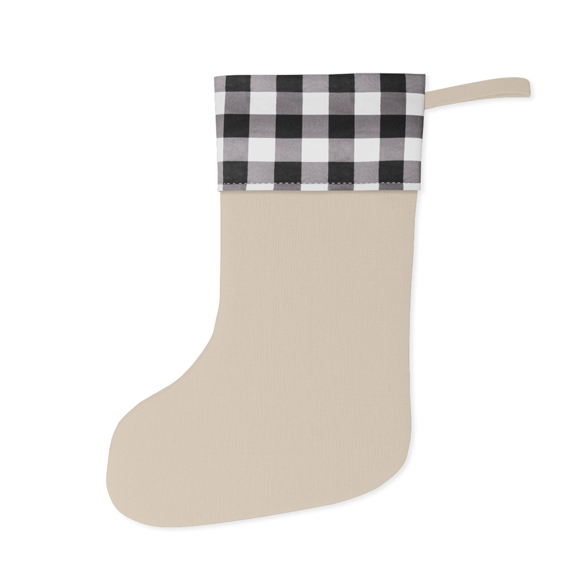 Linen Christmas stocking with alpine chalet print and buffalo plaid cuff – photo 2