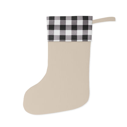 Linen Christmas stocking with alpine chalet print and buffalo plaid cuff – photo 2