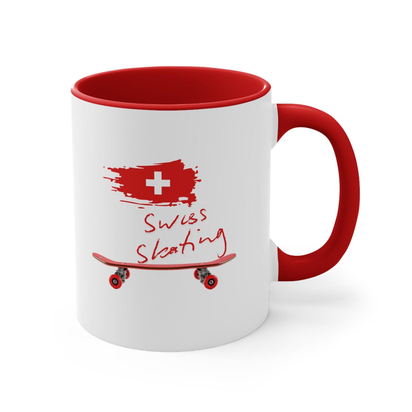 Swiss Skating Mug | Accent pink interior, skate graphic