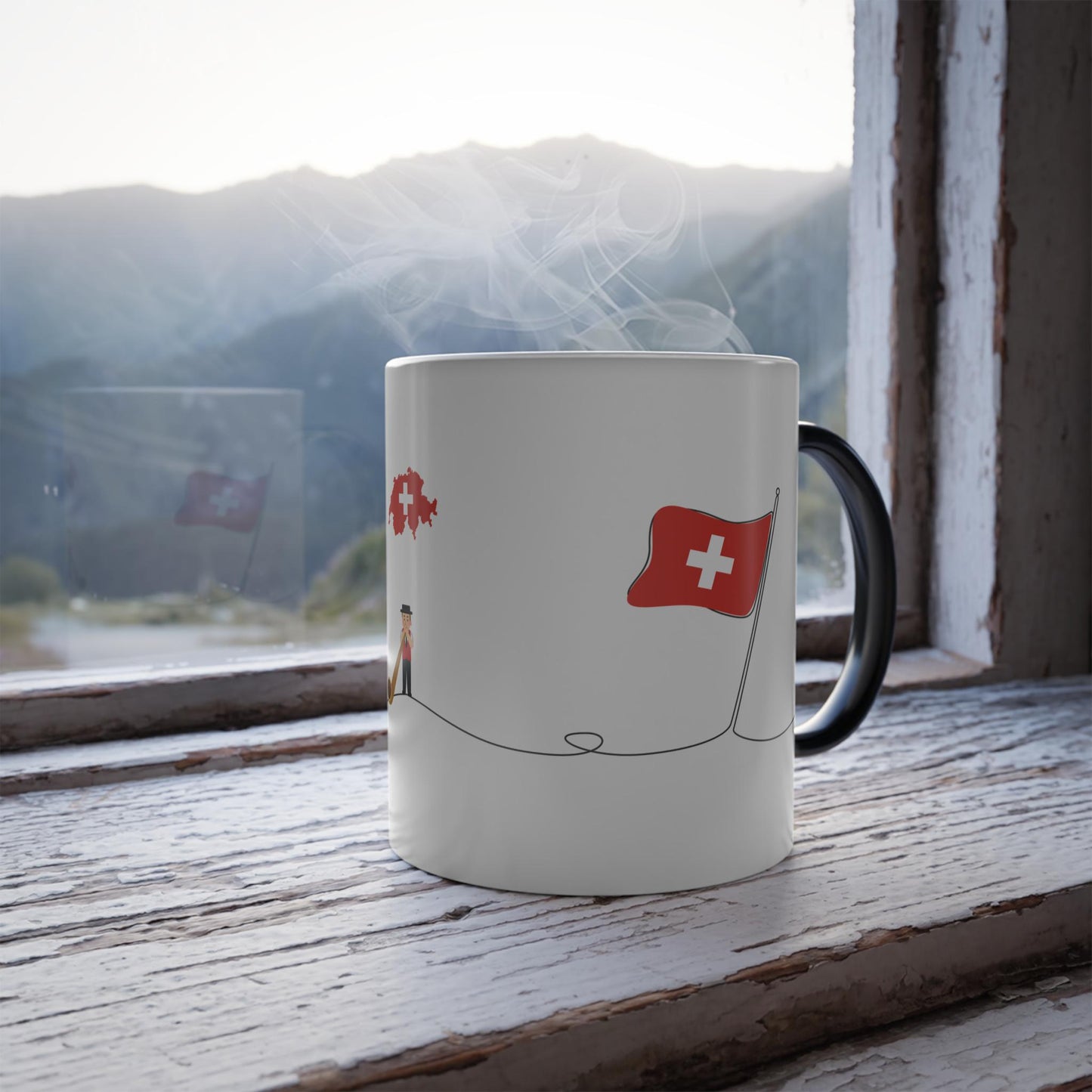 Swiss Alphorn Player Mug | Color Morphing Ceramic 11oz