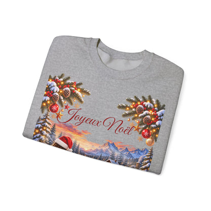 Joyeux Noël Christmas Crewneck Sweatshirt with Festive Gnome Family Design