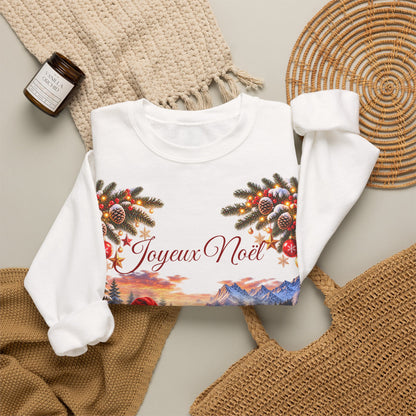 Joyeux Noël Christmas Crewneck Sweatshirt with Festive Gnome Family Design