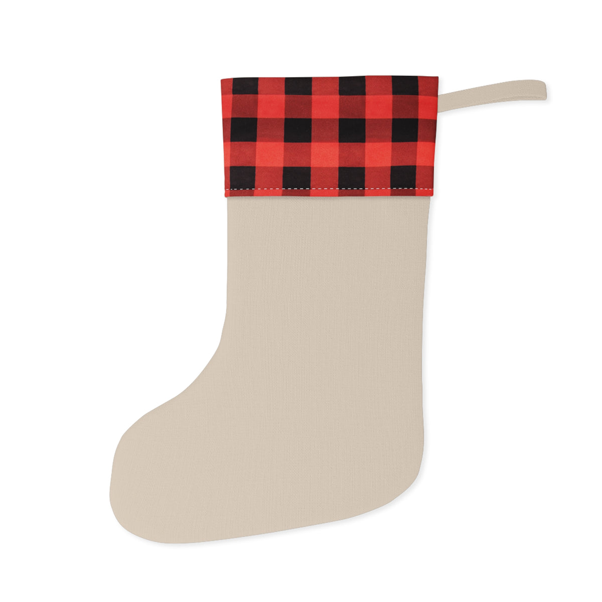 Linen Christmas stocking with alpine chalet print and buffalo plaid cuff – photo 3