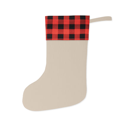 Linen Christmas stocking with alpine chalet print and buffalo plaid cuff – photo 3
