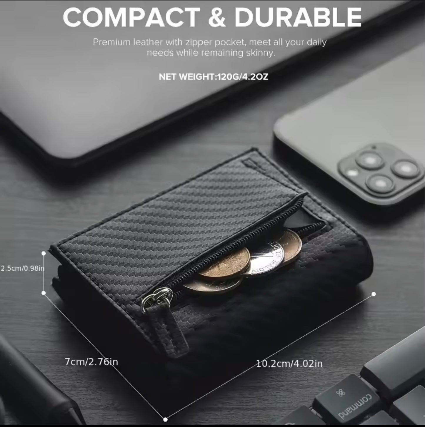 Men's wallet - 21 cm long paper money holder