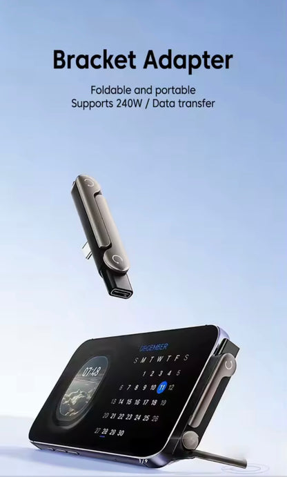 A 240W USB-C to Lightning adapter with built-in stand