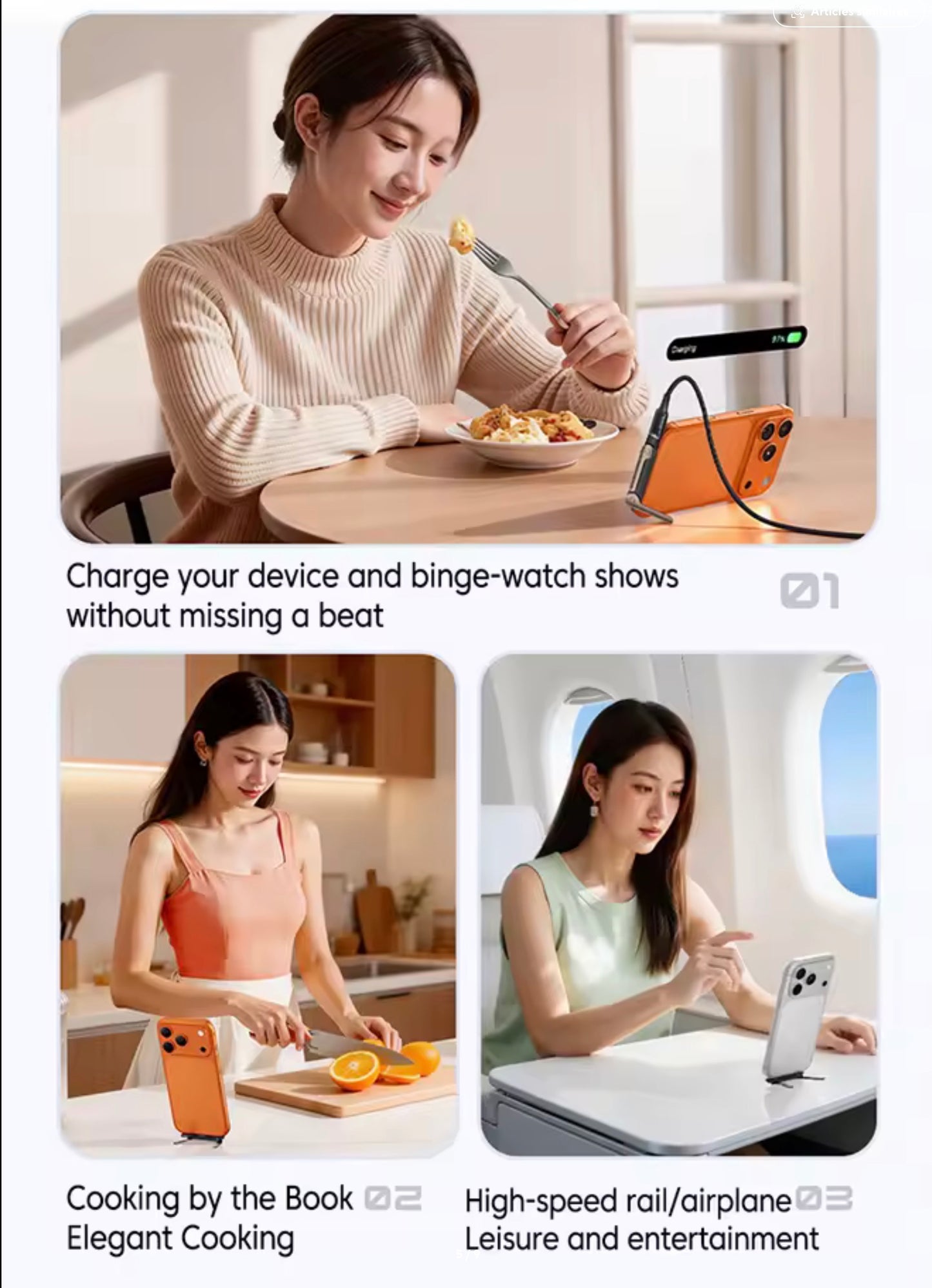 A 240W USB-C to Lightning adapter with built-in stand