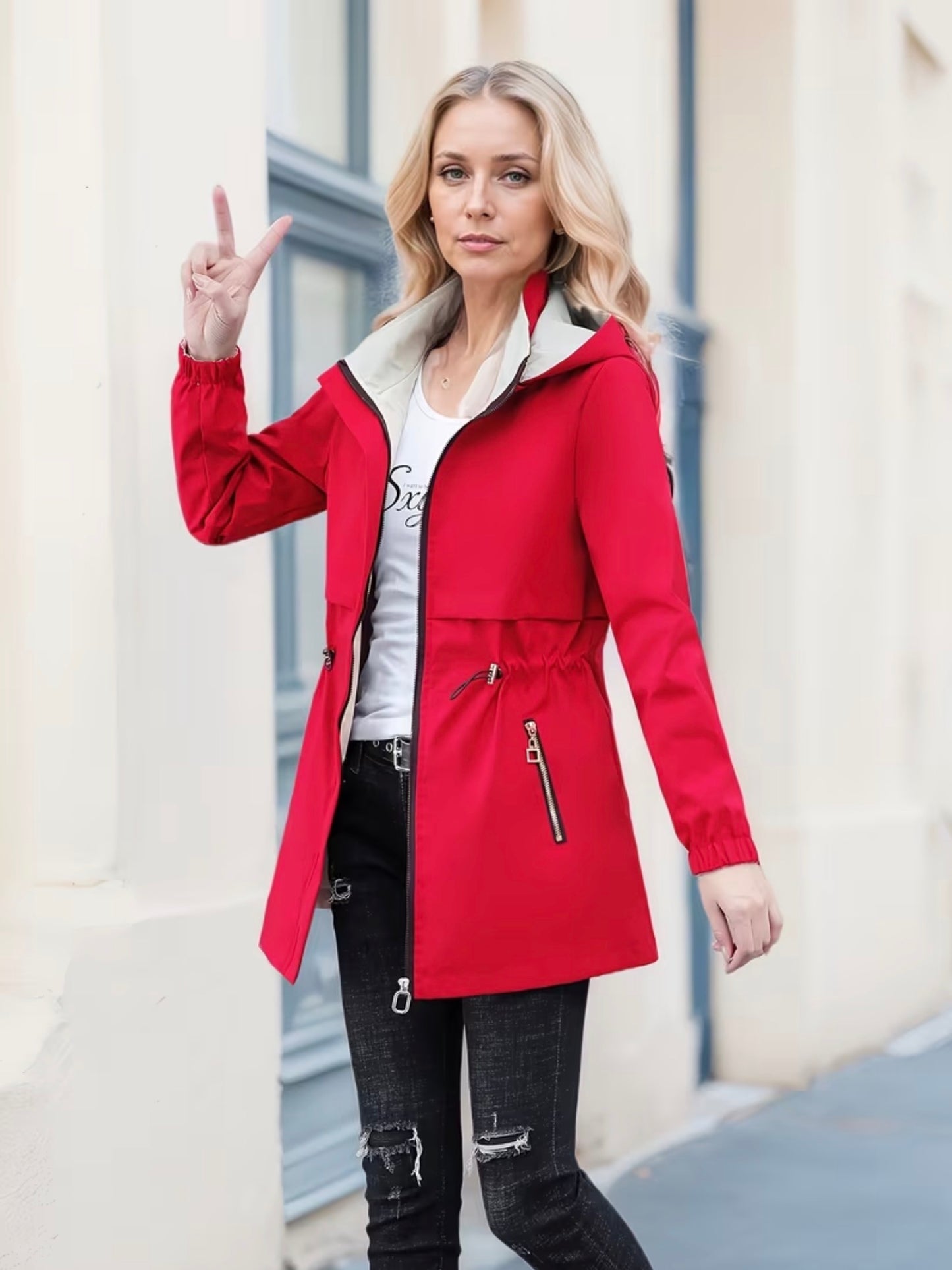 Women's reversible trench-style jacket