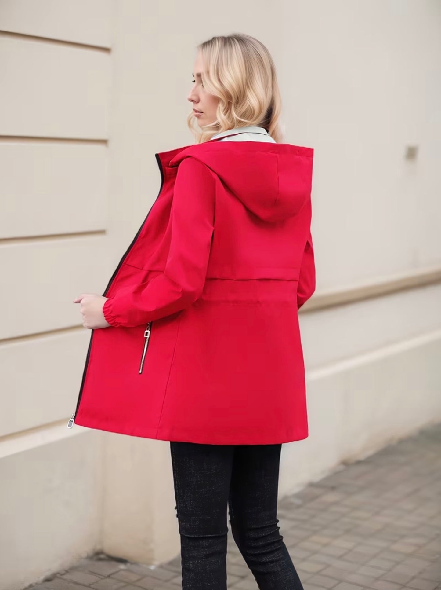 Women's reversible trench-style jacket