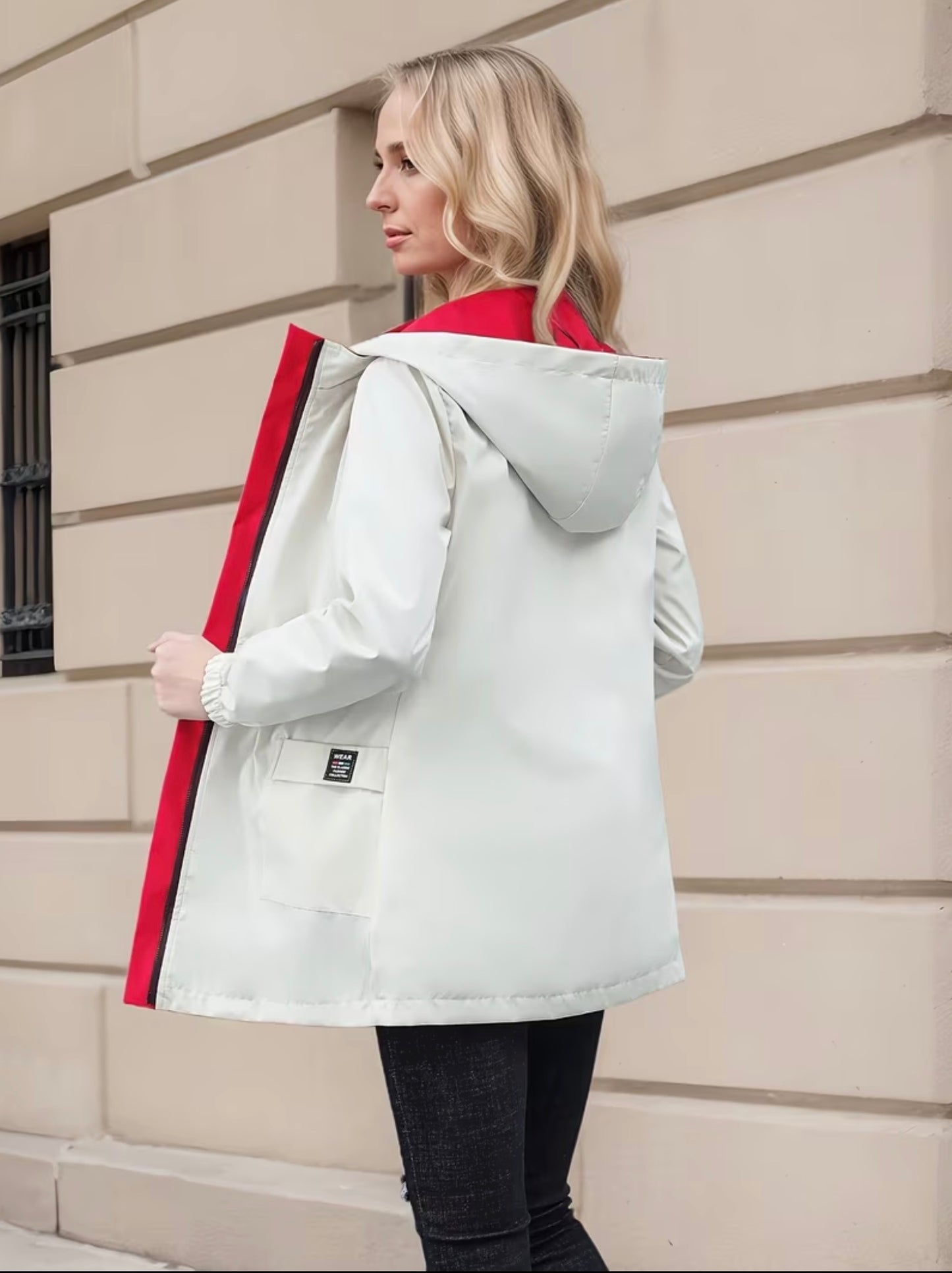 Women's reversible trench-style jacket