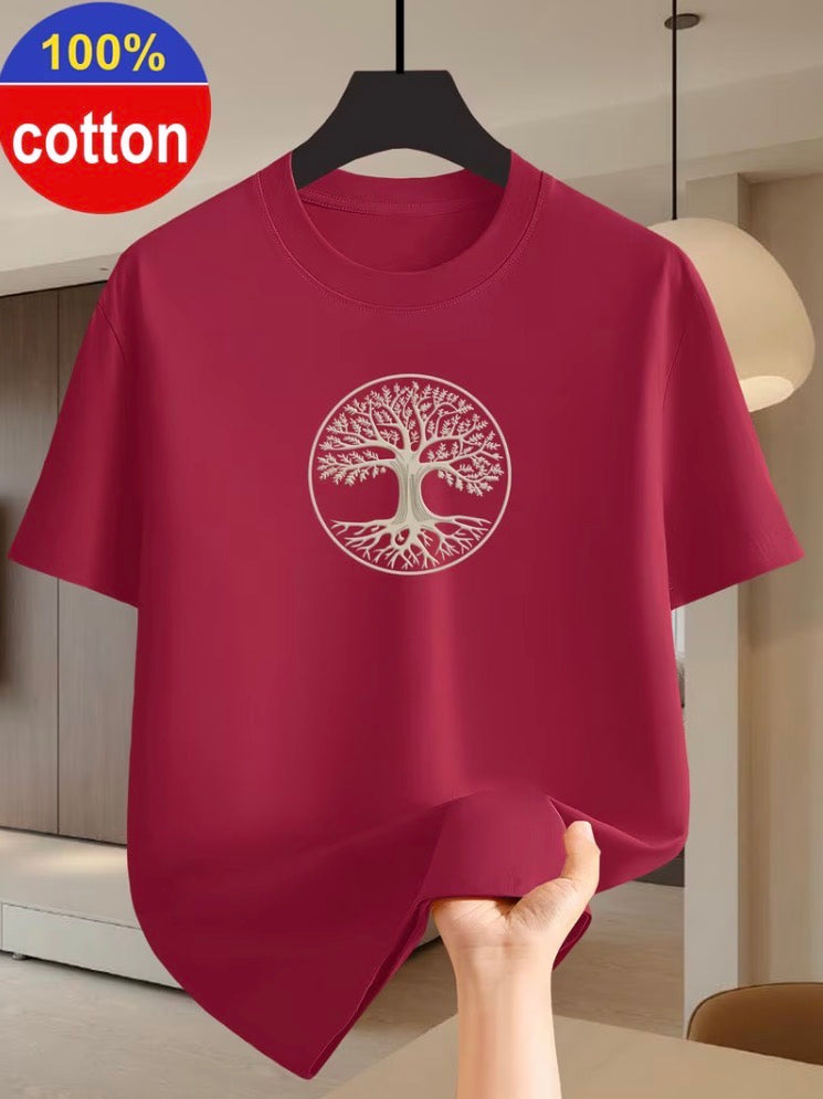 Black men's cotton T-shirt with gold and silver money tree graphic – photo 3