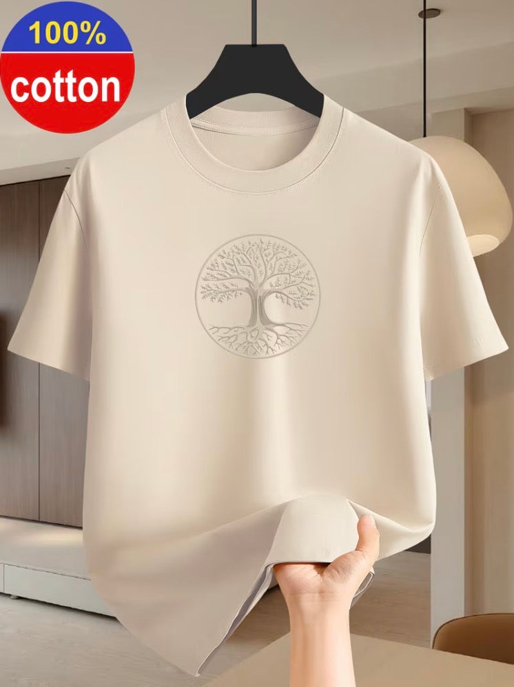 Black men's cotton T-shirt with gold and silver money tree graphic – photo 6