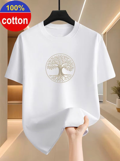 Black men's cotton T-shirt with gold and silver money tree graphic – photo 7
